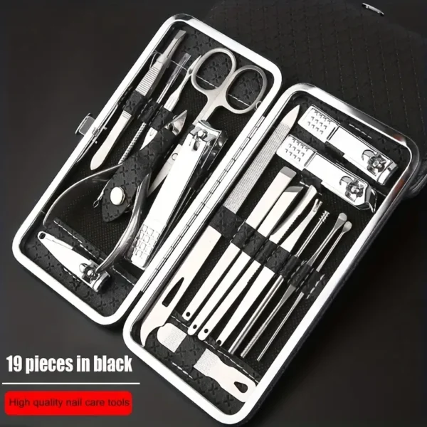 Manicure Stainless Steel Nail Clippers 19 Pieces Set, Professional Nail Clippers