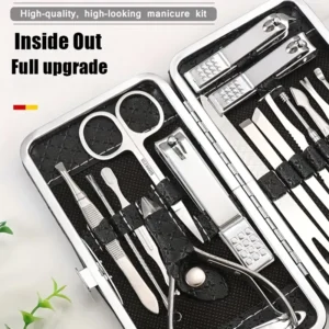 Manicure Stainless Steel Nail Clippers 19 Pieces Set, Professional Nail Clippers