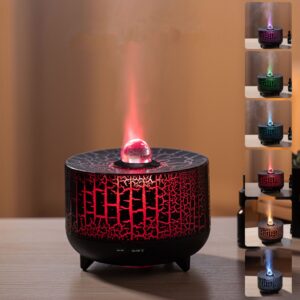 Volcanic Flame Aroma Humidifier, Volcano Aroma Diffuser, Cool Mist Humidifier, Essential Oil Diffuser, LED Colour Lights, Home & Office Relaxation, Yoga Essential Oil Diffuser