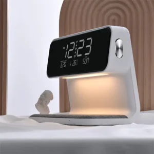 Wireless Charging Table Lamp With Clock Night, All-In-One Alarm Clock, Wireless Charging Station, Night Light, Desk Lamp, Fast Charging Pad, Digital Clock