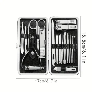 Manicure Stainless Steel Nail Clippers 19 Pieces Set, Professional Nail Clippers