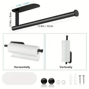 Self-Adhesive Paper Towel Stainless Steel Holder, Paper Towel Holder, Bathroom Organizer, Toilet & Under-cabinet Organizer