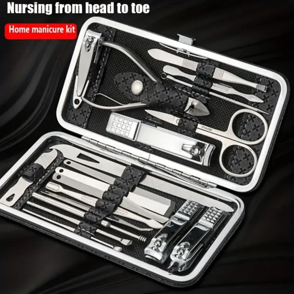 Manicure Stainless Steel Nail Clippers 19 Pieces Set, Professional Nail Clippers