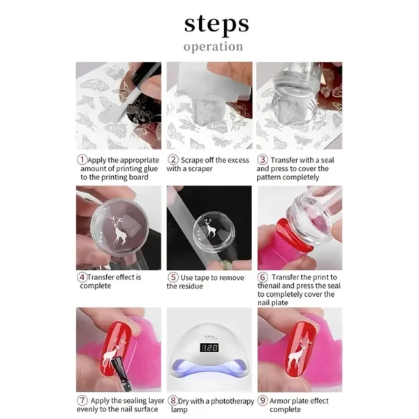 Transparent Nail Stamper with Scraper, Jelly Silicone, French Nails, Manicure Kits, Nail Art Stamping