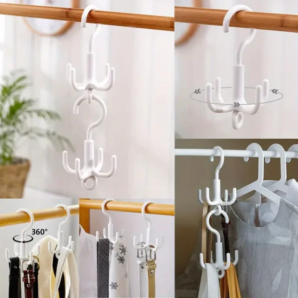 Multifunctional Rotating Clothes Hook, Scarf Tie Belt Hanger, Coat Hanger, Scarf Storage Rack