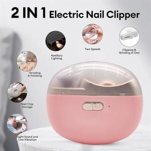 Electric Nail Clipper, Anti-Pinch Technology, Nail Polishing, Illumination, Grinding Function, All Ages, Portable, Long Battery Life, Nail Clippers