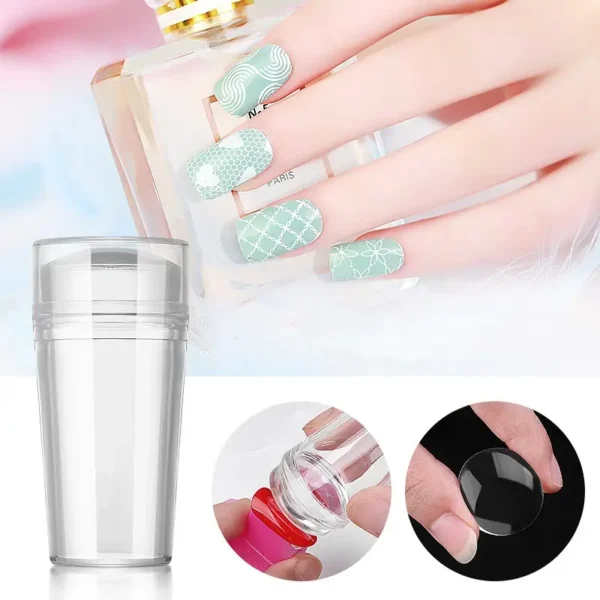 Transparent Nail Stamper with Scraper, Jelly Silicone, French Nails, Manicure Kits, Nail Art Stamping