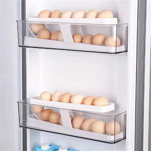 Automatic Scrolling Egg Rack Holder, Refrigerator Egg Dispenser, Egg trays, Plastic Egg Tray Holder, For Kitchen Refrigerator