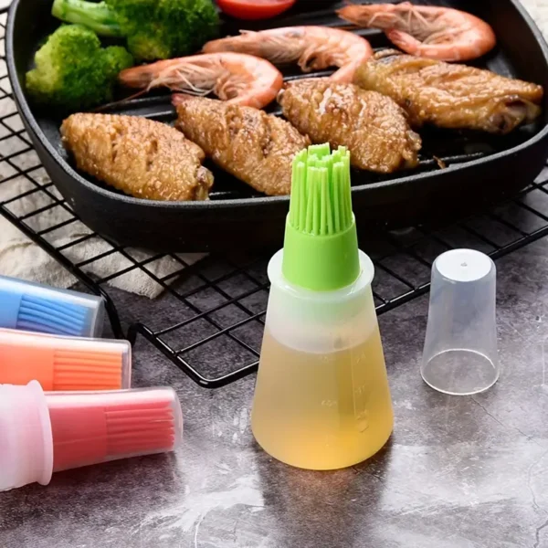 Silicone Oil Brush Bottle, Baking Oil Brush, BBQ Brush, Baking Cooking Oil Bottle, BBQ Kitchen Gadgets, Portable Brush Bottle, High-Temperature Resistant, Pancake Brush