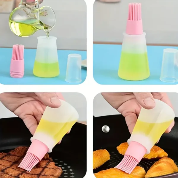 Silicone Oil Brush Bottle, Baking Oil Brush, BBQ Brush, Baking Cooking Oil Bottle, BBQ Kitchen Gadgets, Portable Brush Bottle, High-Temperature Resistant, Pancake Brush