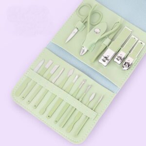 Manicure Nail Clipper 12/16 Pieces Set,12/16-Pieces Manicure & Pedicure Set, Stainless Steel Nail Tools, Travel-Ready Leather Case, Unisex Nail Care Kit, Professional Home Manicure Kit.