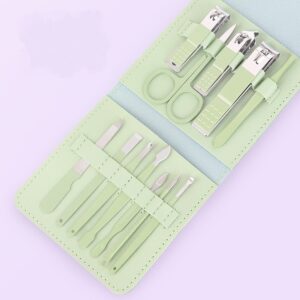 Manicure Nail Clipper 12/16 Pieces Set,12/16-Pieces Manicure & Pedicure Set, Stainless Steel Nail Tools, Travel-Ready Leather Case, Unisex Nail Care Kit, Professional Home Manicure Kit.