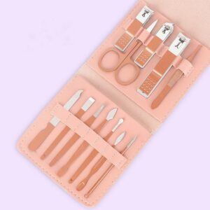 Manicure Nail Clipper 12/16 Pieces Set,12/16-Pieces Manicure & Pedicure Set, Stainless Steel Nail Tools, Travel-Ready Leather Case, Unisex Nail Care Kit, Professional Home Manicure Kit.