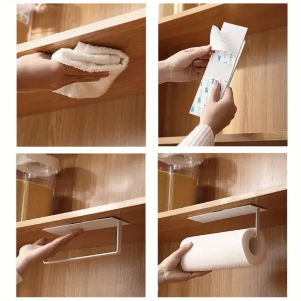 Hanging Paper Towel Holder, Punching-free Hanging Roll Paper Holder, Multifunctional Wall-mounted Towel Storage Rack